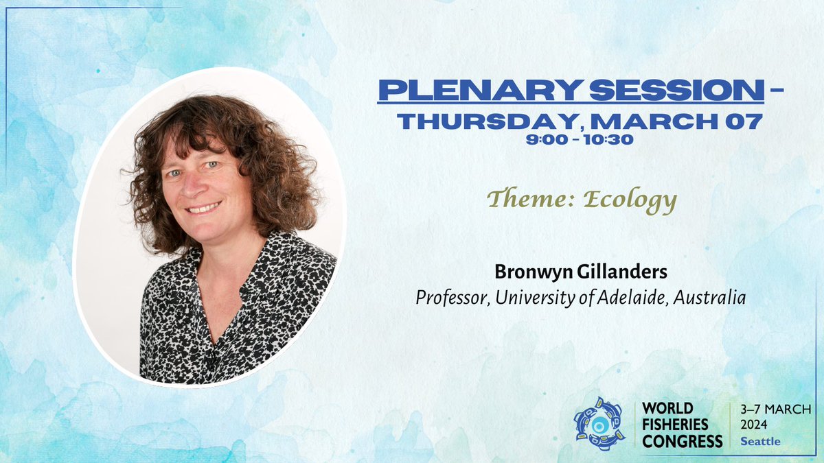 Today’s #WFC2024 plenary session will begin at 9:00am PT. Join us for some closing remarks and an ecology-themed presentation by our keynote speaker, @BronGillanders 🐟