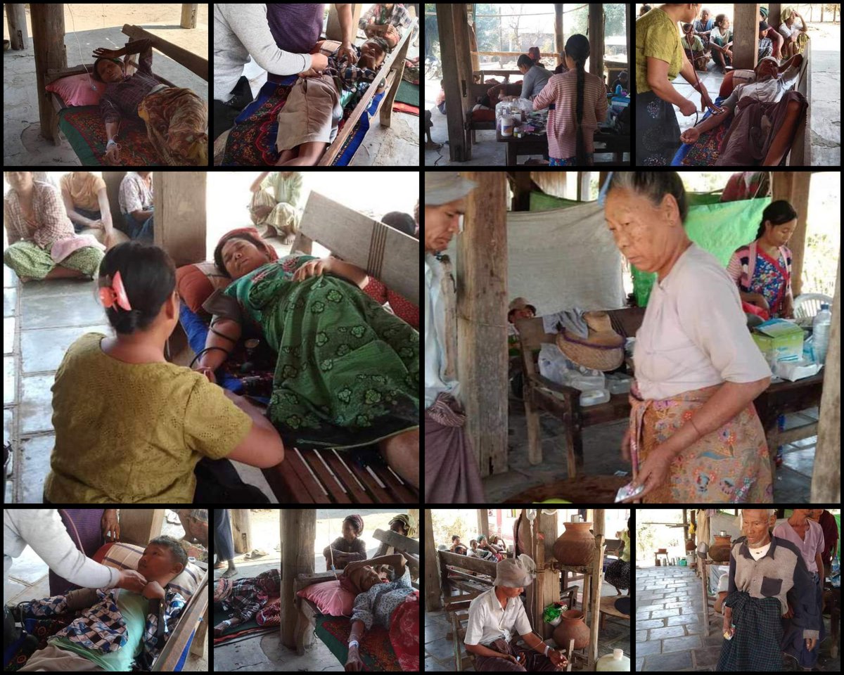 At #Sagaing Division,it is reported the people from 3 villages in WetLet Township,
CDM health doctors provided medical treatment to elderly people, pregnant women and children who fled from the fighting, according to Shwebo Township's independent reporting group.
#HelpMyanmarIDPs