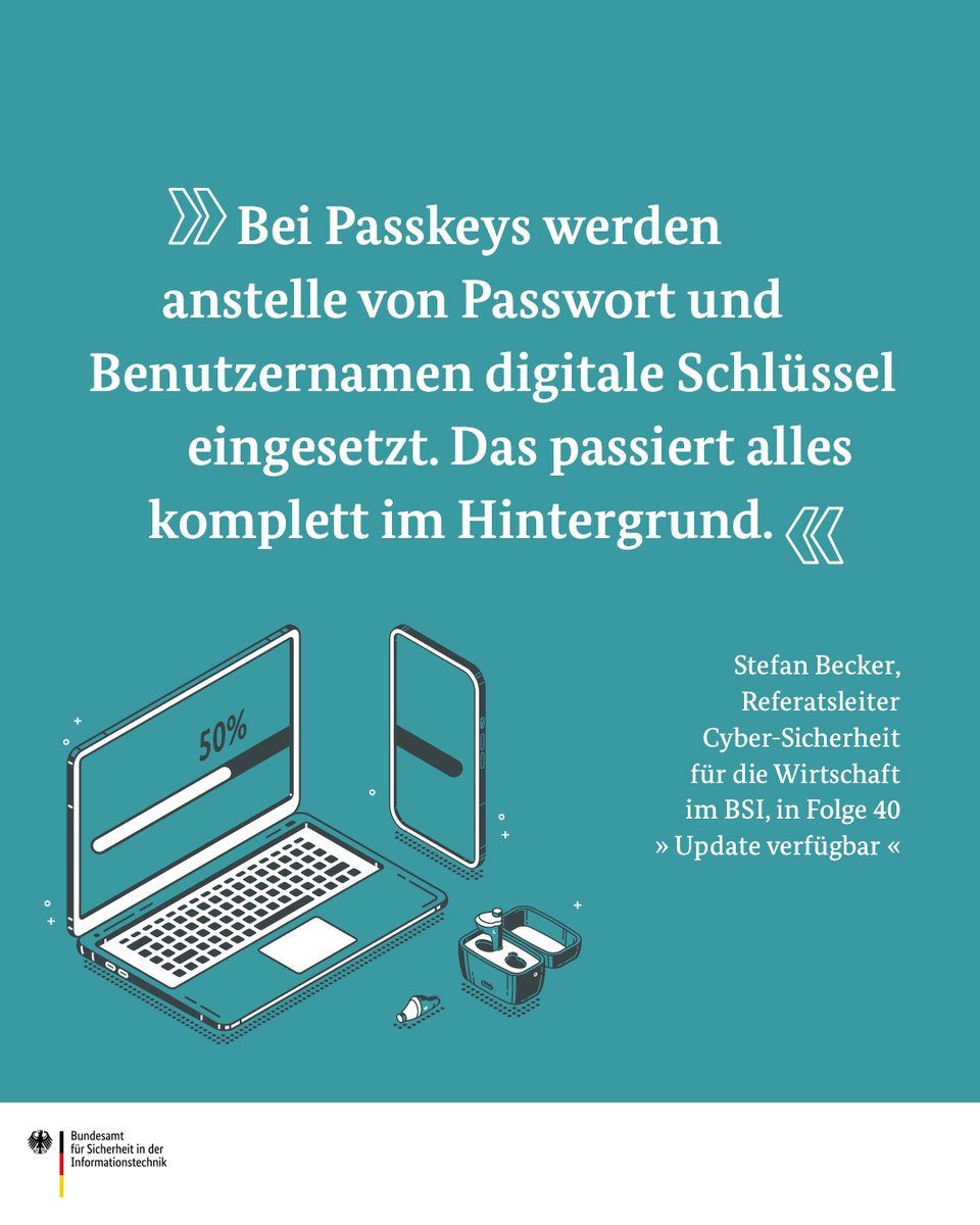 BSI_Bund's tweet image. Stefan Becker (BSI), ist begeistert von Passkeys! Das passwortlose Anmeldeverfahren ist nicht nur komfortabel, sondern vor allem sicher. Mehr erfahrt ihr in der aktuellen Folge #UpdateVerfügbar. 

👉open.spotify.com/episode/0Ko47J…

#DeutschlandDigitalSicherBSI #UpdateVerfügbar #PassKeys