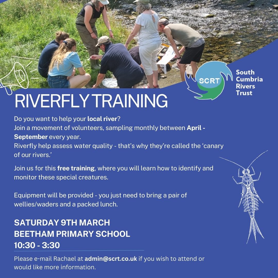 Want to know more about invertebrates but you just don't know where to start? This is your last call to join us and @Riverflies for some #riverfly training this Saturday! #volunteering #rivers #cumbria