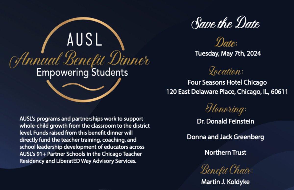 Join us for an evening of impact and celebration as we reflect on the transformative work of AUSL educators across Chicago and the country! View the event site for online registration and event details: pjhchicago.com/events/ausl