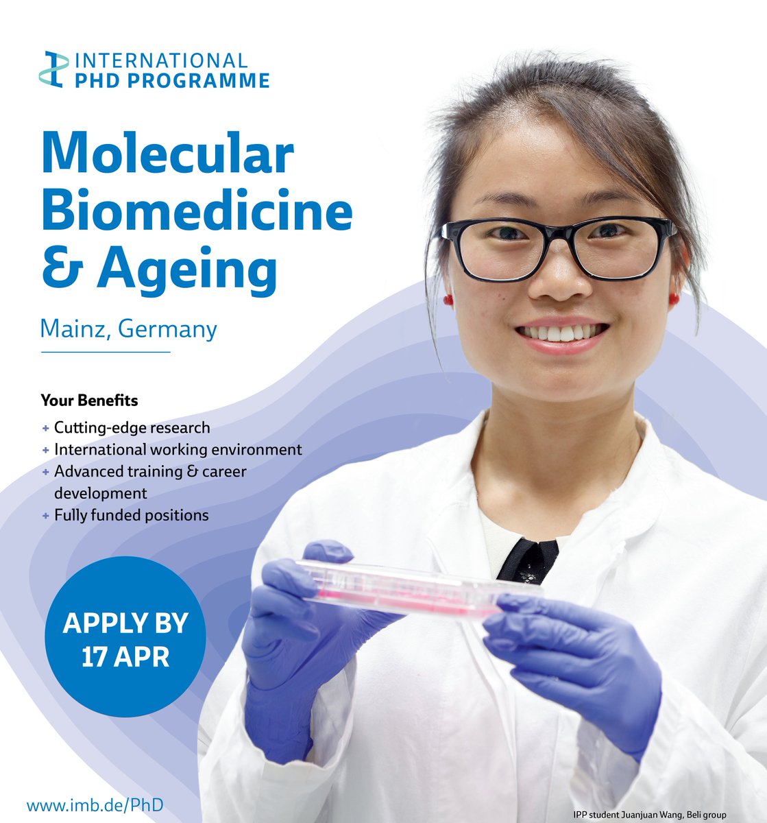 imbmainz's tweet image. The International #PhDprogramme @IPPMainz is recruiting! 📢 You are interested in molecular topics like #DNArepair, #StructuralBiology or in biomedical topics like #immunology or #neurodegeneration? 
Then apply to one of our open calls by 17 April 
➡️imb.de/phd