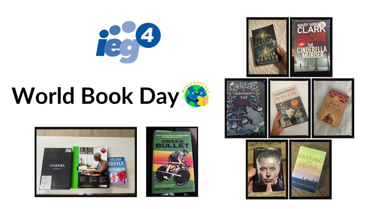 Happy #WorldBookDay - Although today is a day initially intended for schools to celebrate & encourage reading for children, we are using today to show you what books some of the team at IEG4 are reading. Take a look below for some inspiration for your next read 📖 @WorldBookDayUK