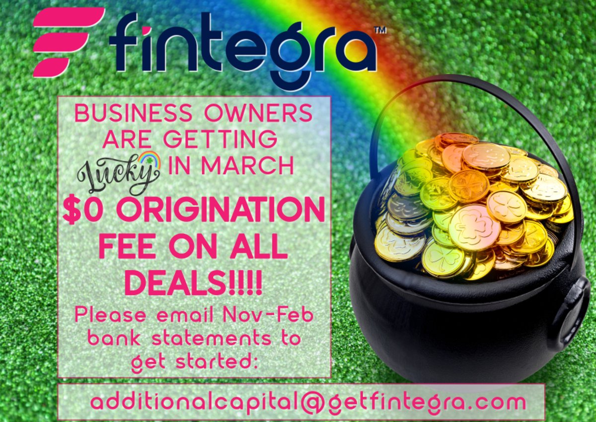 March 2024 only! $0 Originatin Fees on ALL deals! We cant wait to get your business funded! #getfintegra #marchmadness #businessfunding #workingcapital #revenuebasedfinance #businessowner #funding