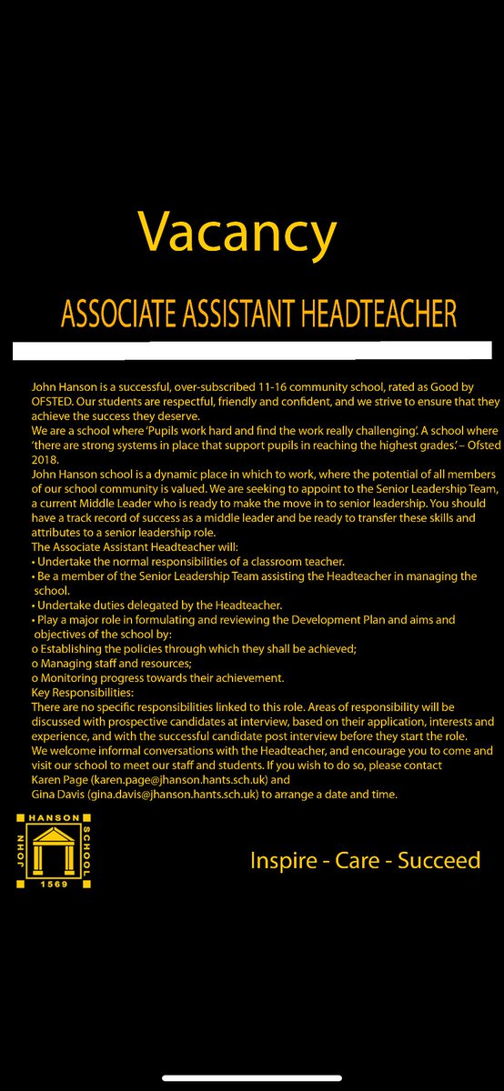 We are recruiting jhanson.hants.sch.uk
