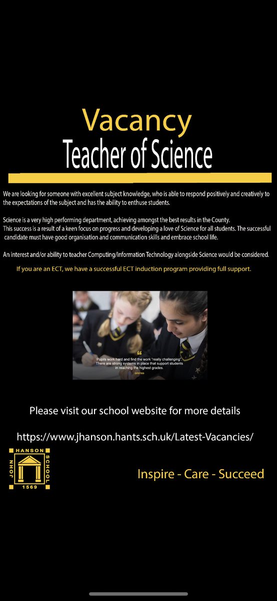 We are recruiting jhanson.hants.sch.uk