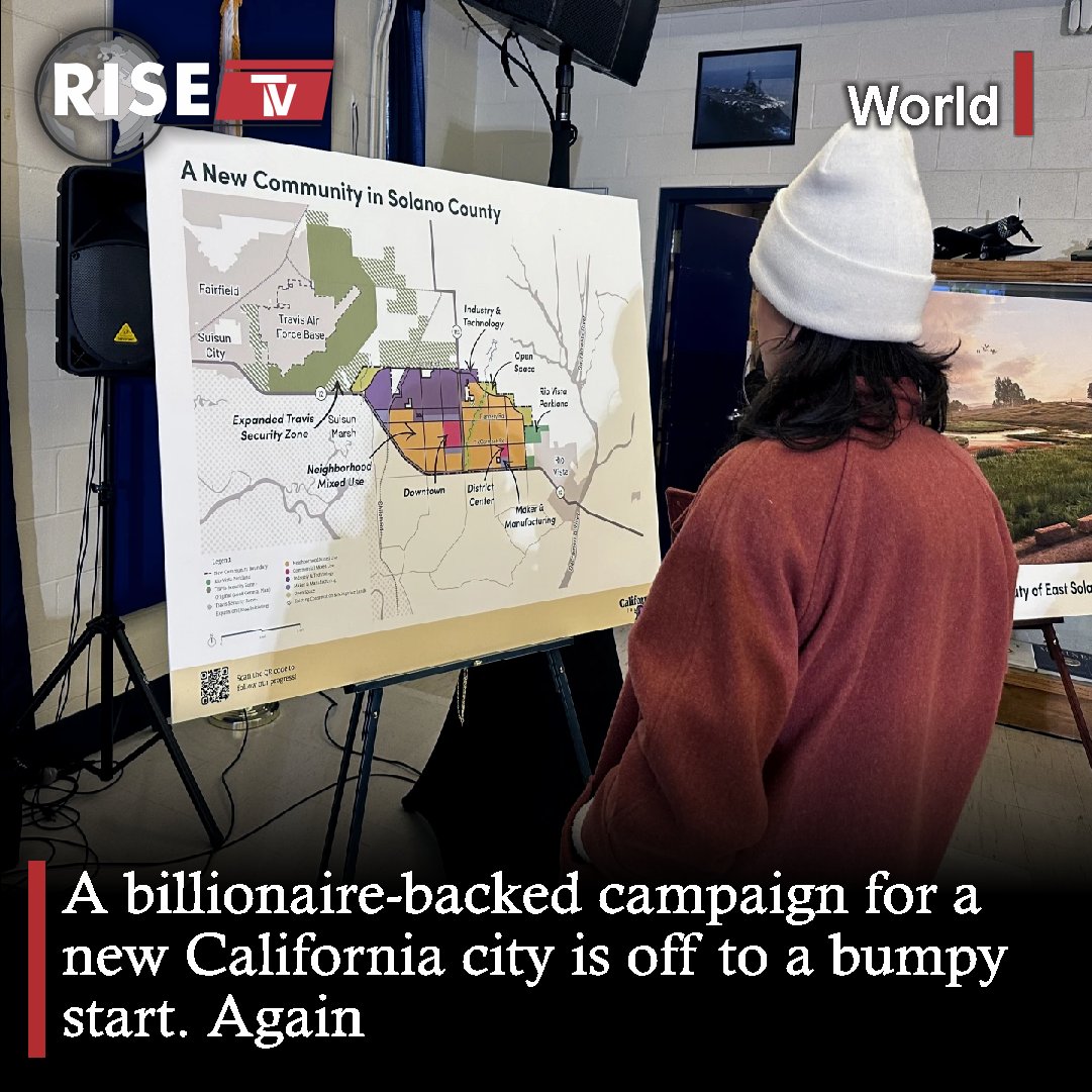 Delays hit the plan for an eco-friendly city between San Francisco and Sacramento as organizers work to secure signatures for a November ballot initiative. #EcoCity #California #BallotInitiative #RiseTVOfficial