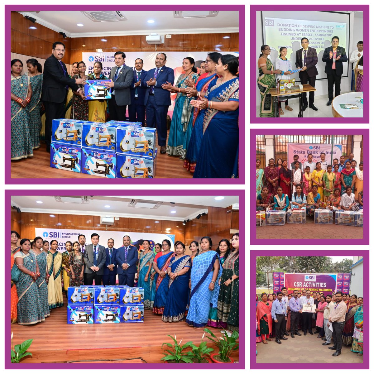 On the eve of International Women’s Day, CSR activities were undertaken by our LHO & 21 RBOs across the State wherein 630 Sewing Machines & 630 Umbrellas were handed over to Women Entrepreneurs trained by our RSETIs/SHG members. @TheOfficialSBI #TheBankerToEveryIndian