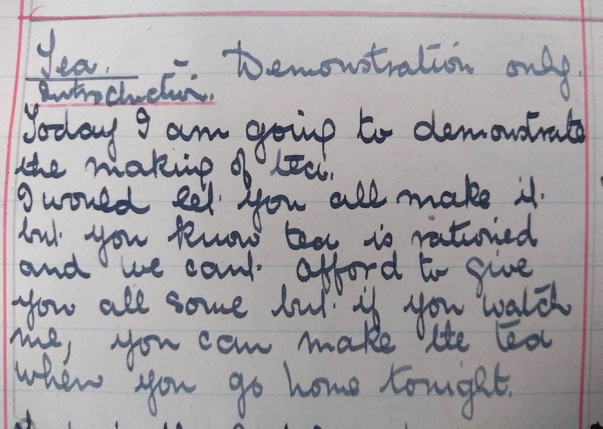 Time for a cuppa? This 1918 tea and oatcakes lesson plan by alumni, Ruby Purdon (a student of GCU predecessor institution the Glasgow and West of Scotland College of Domestic Science), shows the difficulties in teaching cookery during #WWI #rationing. #WomensHistoryMonth