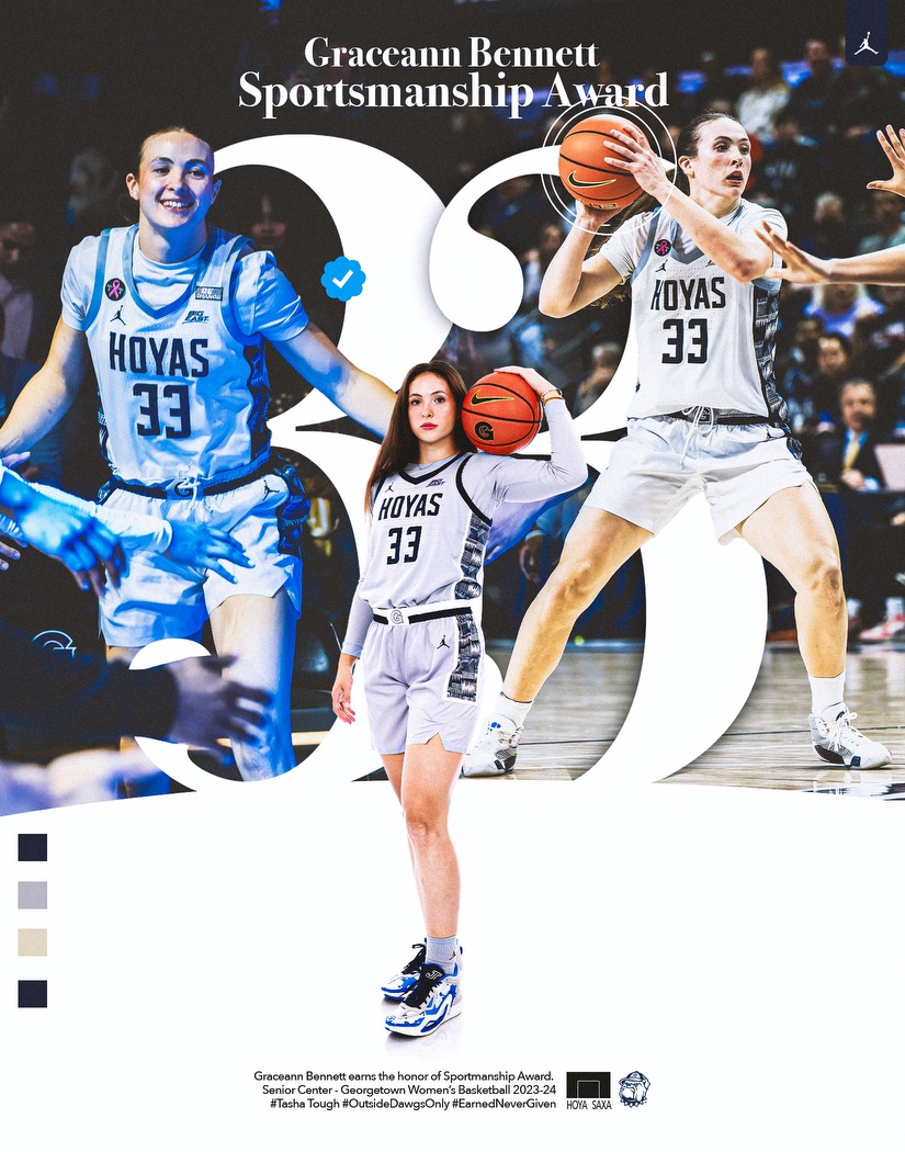 For the second season in a row Graceann Bennett is the @bigeastwbb Sportsmanship Award winner!

#HoyaSaxa #EarnedNeverGiven #TashaTough #ActWithENGIE
