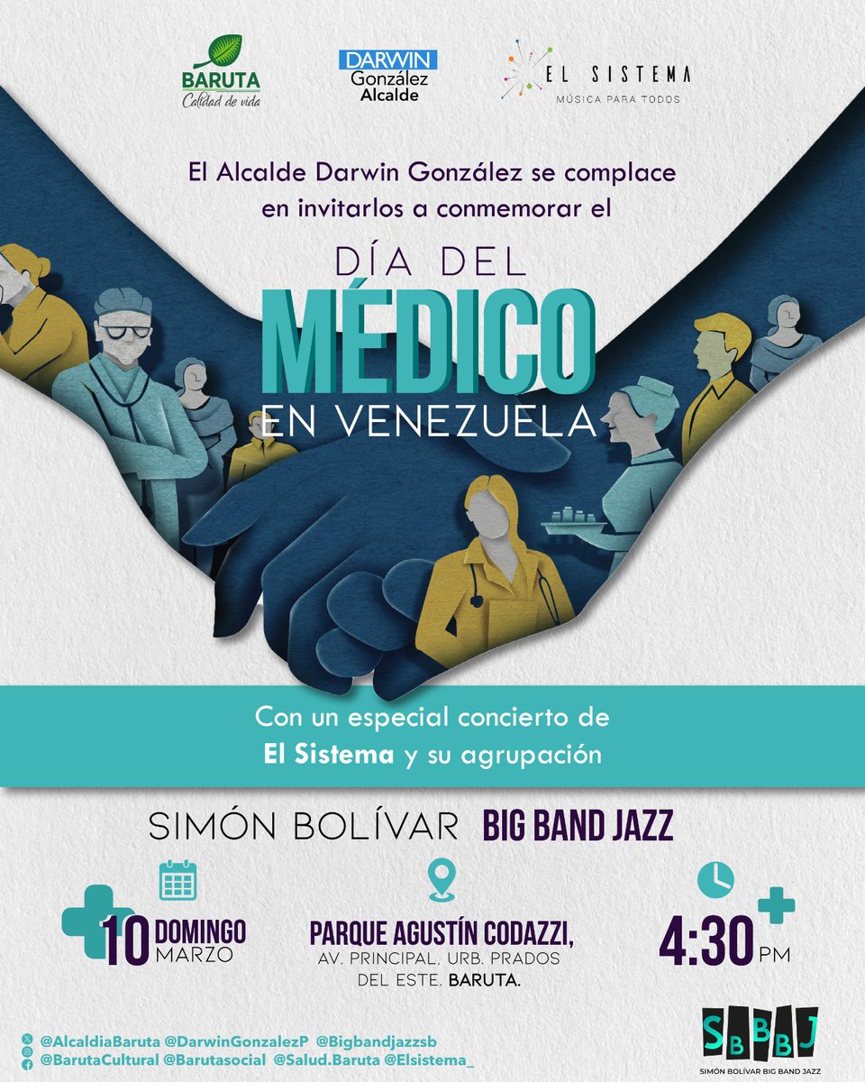 ¡Celebra el Día del Médico con la Simón Bolívar Big Band Jazz!✨

El próximo domingo 10 de marzo, nuestra Simón Bolívar Big Band Jazz de El Sistema, dirigida por Javier Josué Pinto, ofrecerá un concierto en el marco del Día del Médico en Venezuela.