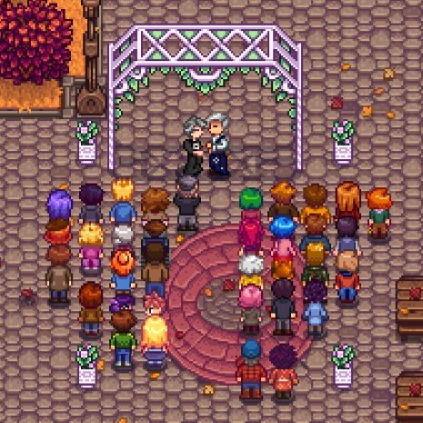 eIfIand's tweet image. Esse evento de casamento do Ridgeside é tão fofo! Adorando jogar com esses mods, Layzinho casou com o June e eu tô feliz! #StardewValley #ridgeside #expanded
