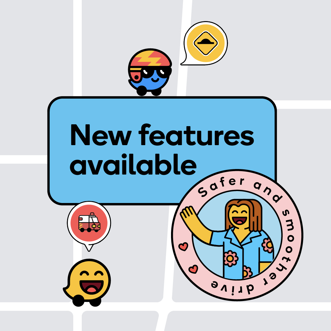 Exciting news: We're launching new Waze features to improve daily drives with expanded road alerts (hazards, emergency vehicles, speed limit change), roundabout guidance, personalized routing, and advanced parking information. Learn more here: goo.gle/49IQQj0