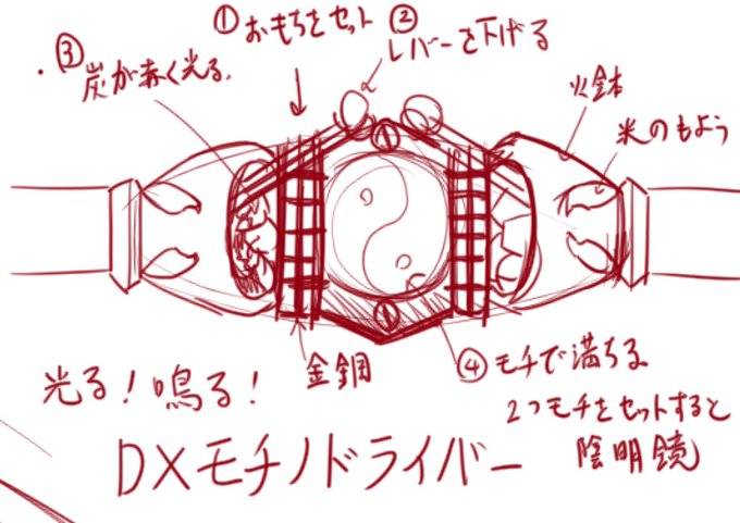 完全妄想もち子さんの変身ベルト。のラフ。 