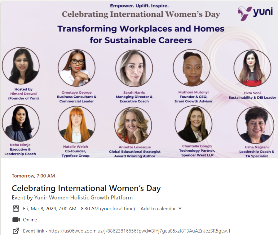 🌟I am thrilled to announce my participation in tomorrow's International Women's Day podcast, hosted by Himani Deswal at Yuni. The fabulous lineup of guest speakers is impressive, and I hope you can join us! 🎙️ As women, we navigate numerous roles and responsibilities daily.…