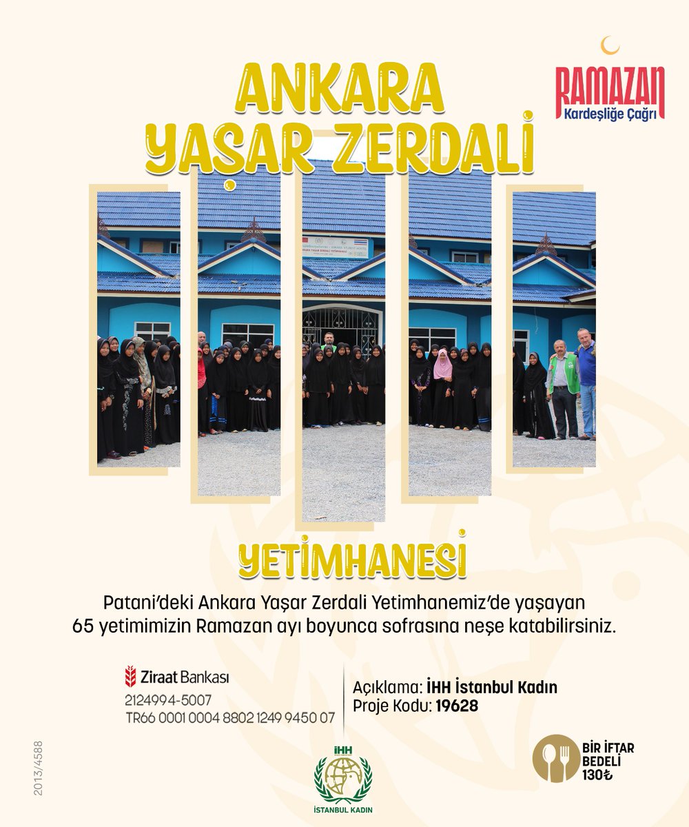 ihhistanbulkadn's tweet photo. 🌙 Ramazan Kardeşliğe Çağrı

İyiliğin hep birlikte yaşandığı Ramazan ayında yetimhanelerimizdeki emanetlerimizin sofraları yetim kalmasın.

Siz de  yetimhanelerimizde kurduğumuz  sofralarımıza destek olabilirsiniz.❤️

🍽️ Bir iftar bedeli 130₺ https://t.co/B2l2jVrMeE