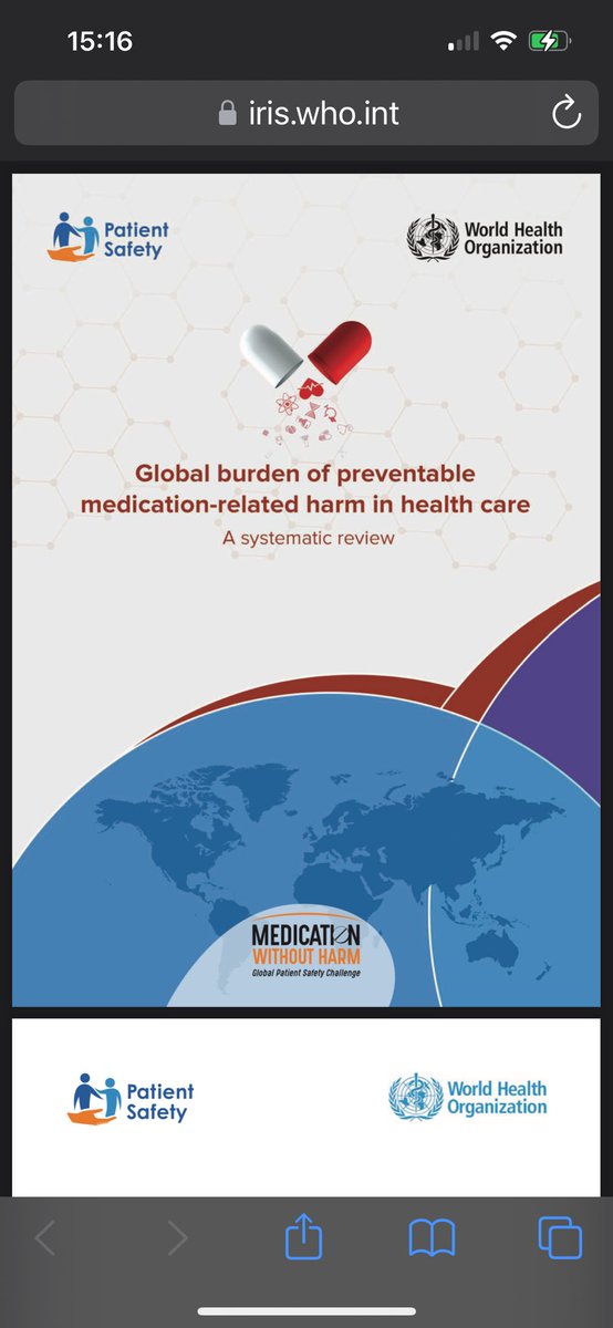 @WHO launch: Policy brief on achieving #MedicationWithoutHarm. @WHO urging countries to pledge @roinnslainte @HSELive and the Global Burden: 1 in 20 experience preventable medication-related harm in healthcare facilities iris.who.int/bitstream/hand… iris.who.int/bitstream/hand…