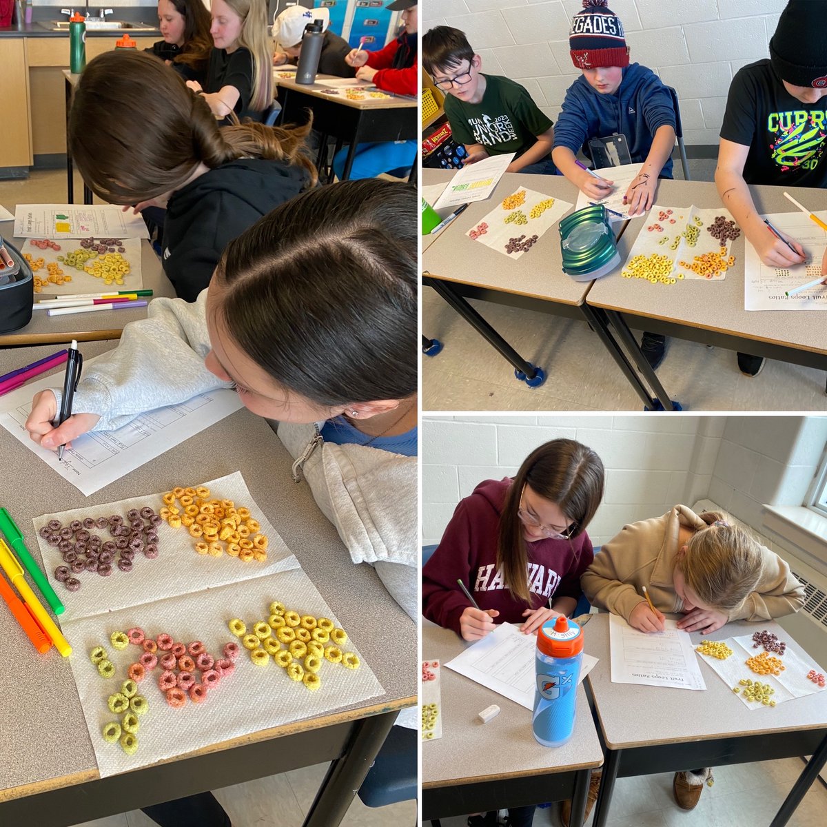 Math is more fun when you get to eat the manipulatives! Fruit Loop ratios 🍒🍊🍏🍋🍇 <a href="/AdmiralsAcad_NL/">Admiral’s Academy Navigators 🏳️‍🌈</a>
