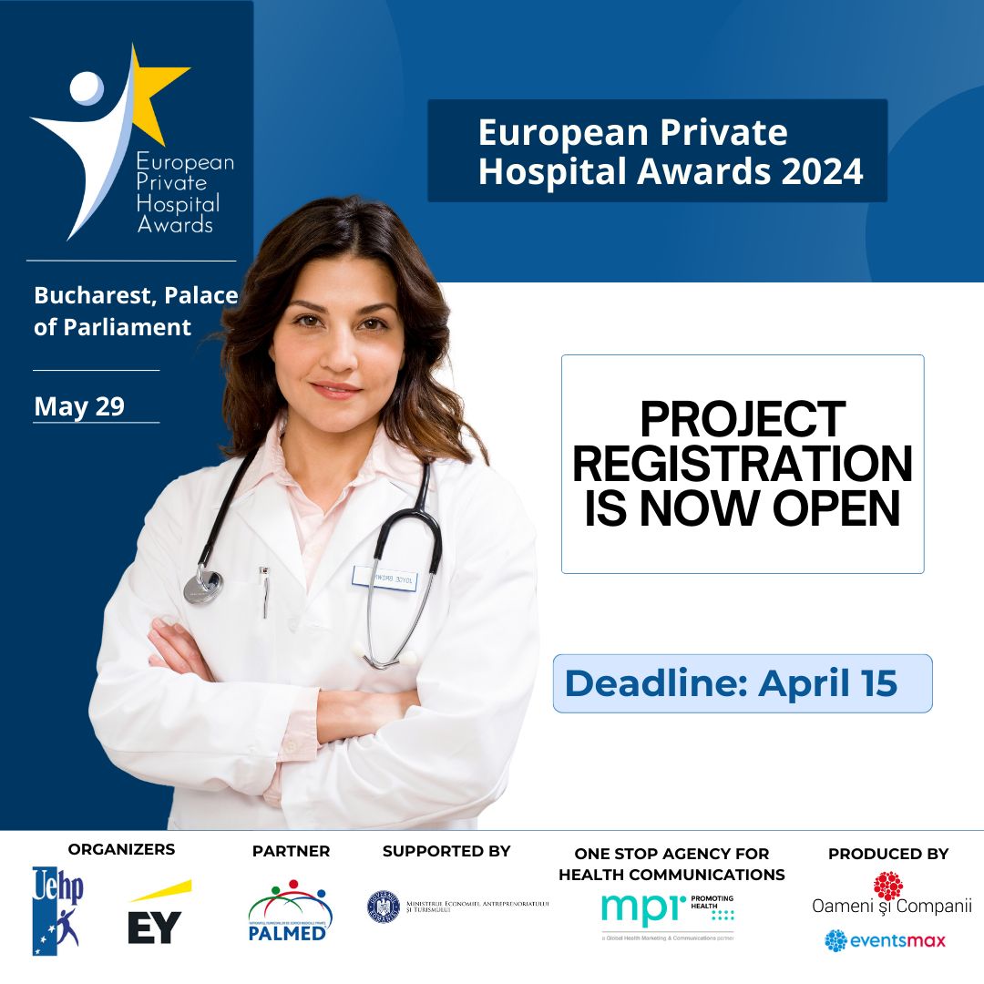 Bis zum 15. April läuft noch die Bewerbungsfrist für die European Private Hospital Awards (EPHA). Auch in diesem Jahr schreibt die <a href="/UEHP_Brux/">UEHP</a> gemeinsam mit Palmed und Ernst Young die #EPHA aus, um die Leistungsfähigkeit privater Krankenhäuser und deren innovativer Projekte