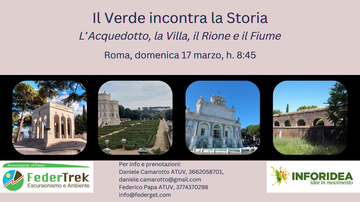 Vi aspettano le meraviglie naturalistiche e storiche di luoghi favolosi della Roma ottocentesca.

#federtrek
#inforidea