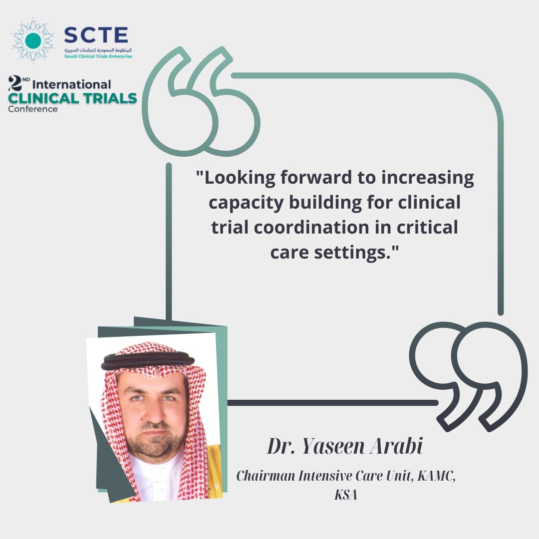 Dr. Yaseen Arabi at the 2nd International Clinical Trials Conference in Riyadh  #التجارب_السريرية_الرياض #مؤتمر_الرعاية_الصحية #كيمارك #SCTE scte.org.sa events.ksau-hs.edu.sa/Account/Login #CTC2024