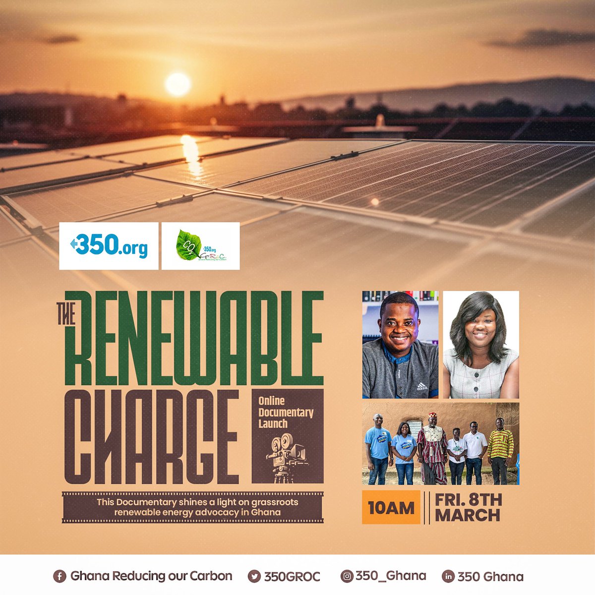 350GROC's tweet photo. Invitation to an Online Documentary Launch 

"The Renewable Charge" 
Let's unite for a sustainable future! #TheRenewableCharge #ClimateAction 
Date: March 8th, 2024, 
Time : 10 am on zoom

Zoom Link: 
https://t.co/qFIkwAFW4S
@billmckibben @350Africa @Joy997FM #RenewableEnergy https://t.co/Mq5WQwvYeq