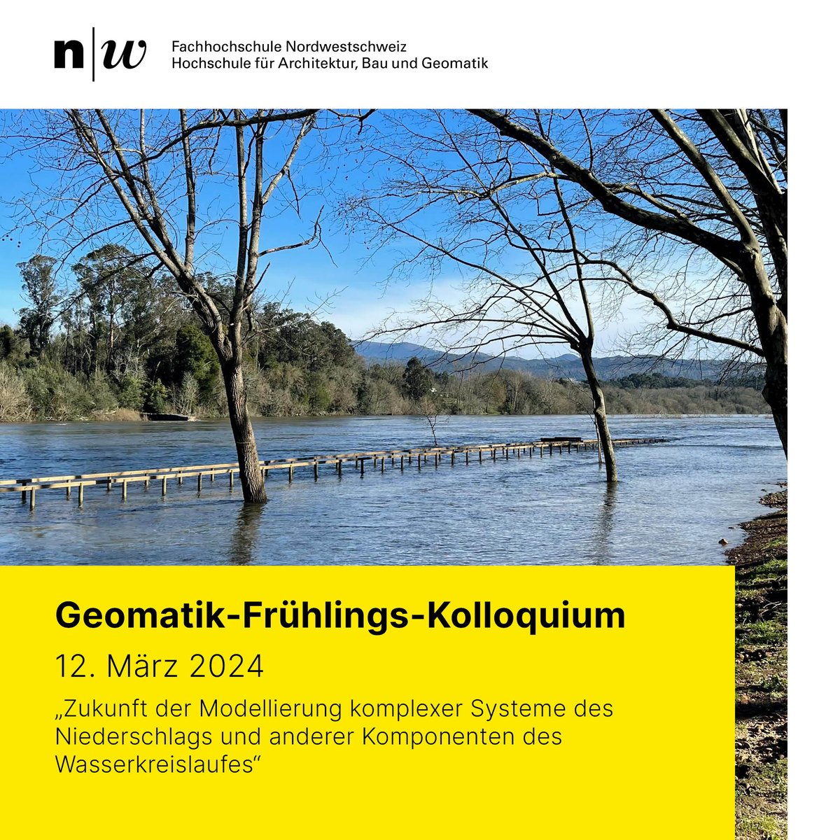 Das erste Geomatik-Frühlings-Kolloquium findet am 12. März statt. Prof. András Bárdossy von der Universität Stuttgart referiert über die Zukunft der Modellierung komplexer Systeme des Niederschlags &amp;anderer Komponenten des Wasserkreislaufes. Weitere Infos: zurl.co/afuC
