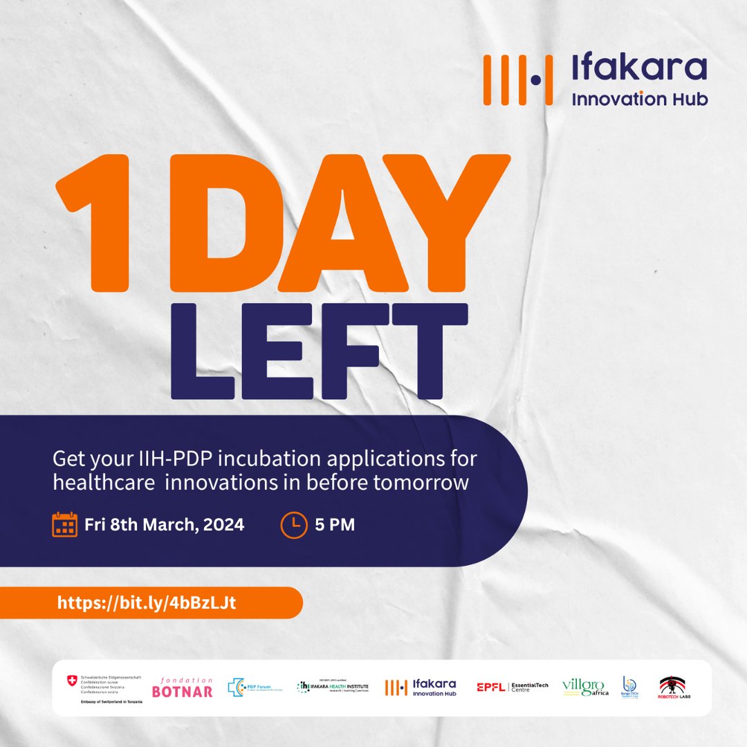 ⏰ Time is ticking! 🚀 Tomorrow is your last chance to submit your groundbreaking health solutions to PDP. Seize the opportunity now! Apply here: bit.ly/3uhb1oW #Innovation #Health #Medical #IIH #Investor #Venture #Startup #TechforGood