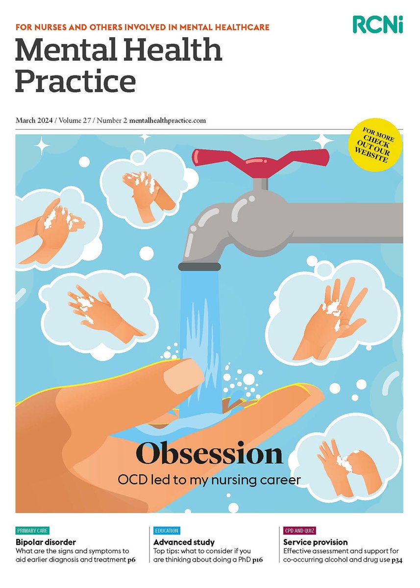 The March issue of Mental Health Practice is out now. It features a first-person account of OCD, a #CPD on supporting people with mental health issues and alcohol and drug use @metcalfing, and pioneering #nurse @mattycaine87 founder of @FirstPersonCIC. journals.rcni.com/toc/mhp/27/2