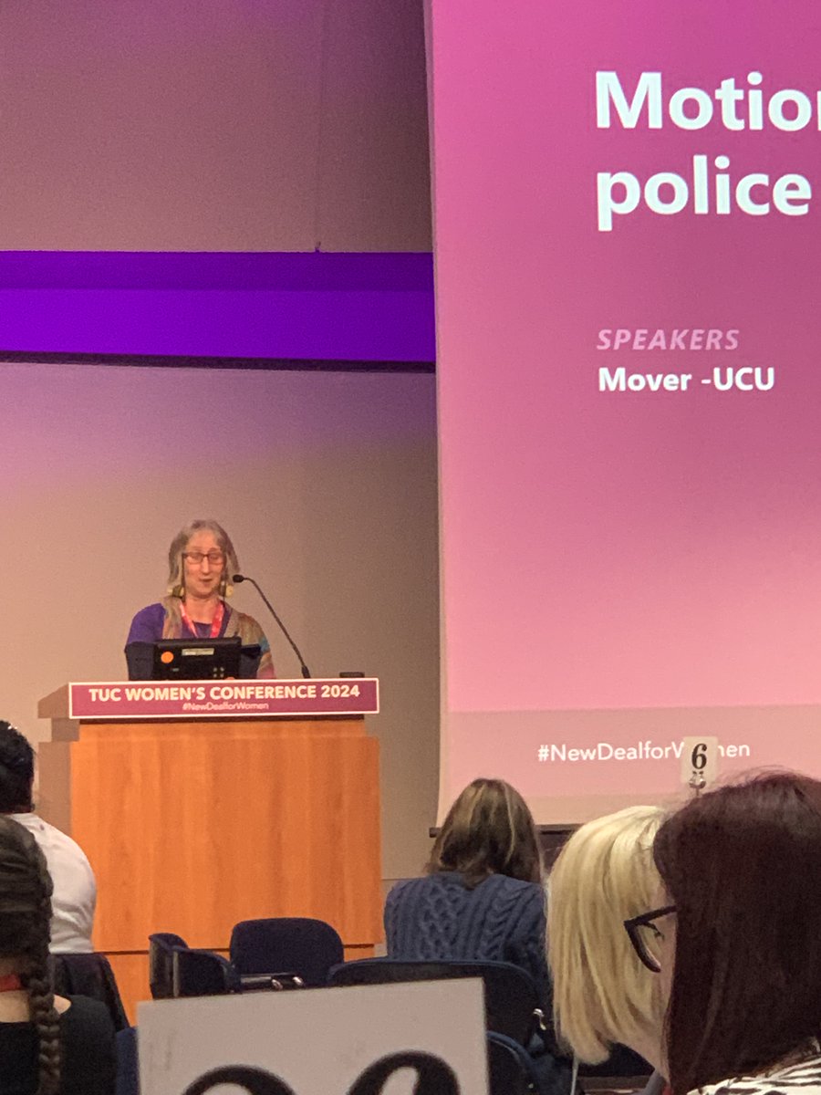 Lisa Rull moving UCU's motion to TUC women's conference 'End intimate police searches' #TUCWomensConference #NewDealForWomen