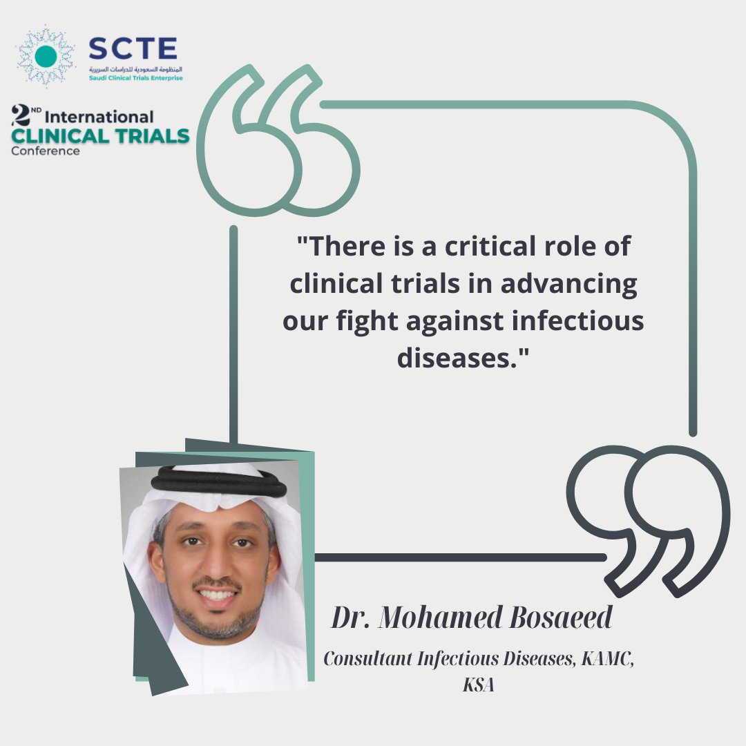 Dr. Mohamed Bosaeed at the 2nd International Clinical Trials Conference in Riyadh  #التجارب_السريرية_الرياض #مؤتمر_الرعاية_الصحية #كيمارك #SCTE scte.org.sa events.ksau-hs.edu.sa/Account/Login #CTC2024