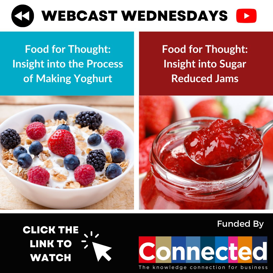 ⬅️ WEBCAST WEDNESDAYS REWIND 🍓Do you want to know more about making yoghurt or jam? Our Food Innovation experts will explain: bit.ly/3uccj4jhttps:/… Next webcast: 20th March- Introduction to the Big Cartel eCommerce Platform The series is supported by Connected.ni