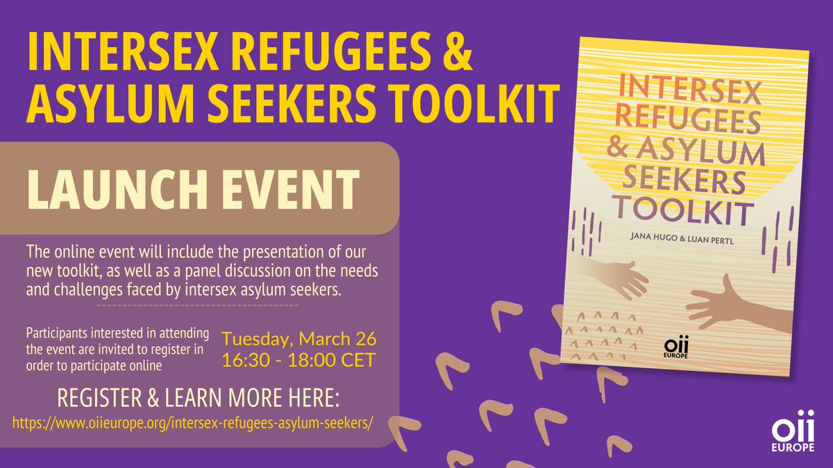 We would like to invite you to the online launch event of our new publication, the #Intersex #Refugees & #AsylumSeekers #Toolkit, on Tue 26 March 16:30-18:00 CET. Learn more here: bit.ly/IRASOIIEU Register here: bit.ly/RASTKOII