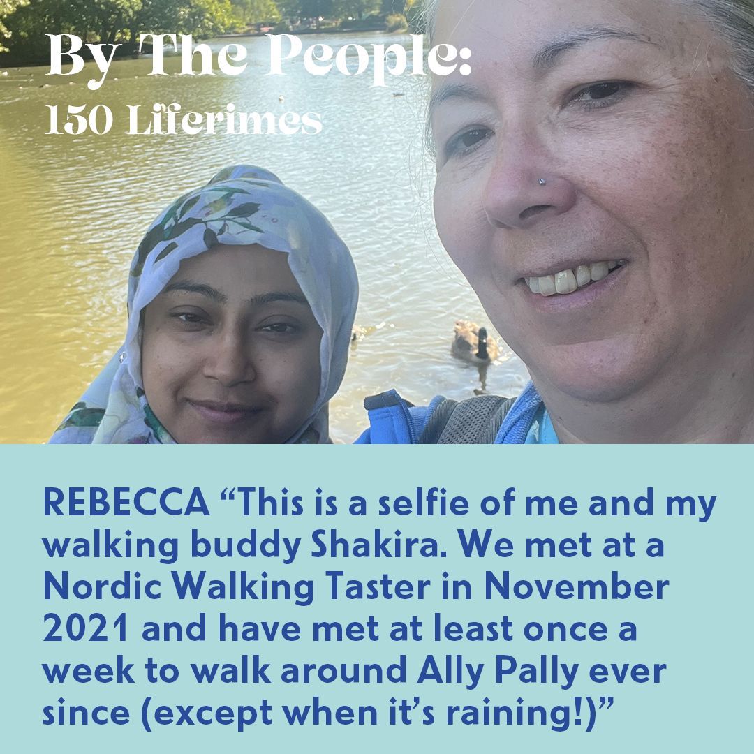 🚶‍♀️ We love this photo from Rebecca who says 'This is a selfie of me and my walking buddy Shakira. We met at a Nordic Walking Taster in November 2021 and have met at least once a week to walk around Ally Pally ever since (except when it’s raining!)’ Supported by @heritagefunduk