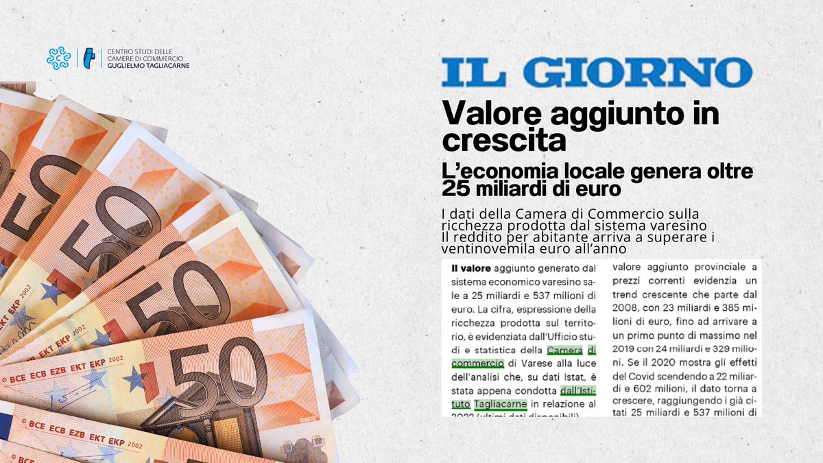 IstTagliacarne's tweet photo. Via @ILGIORNOCronaca in "Valore aggiunto in crescita" i dati dall'analisi del Centro Studi #Tagliacarne sul #valoreaggiunto nella provincia di #Varese. https://t.co/CQx0X22VGK