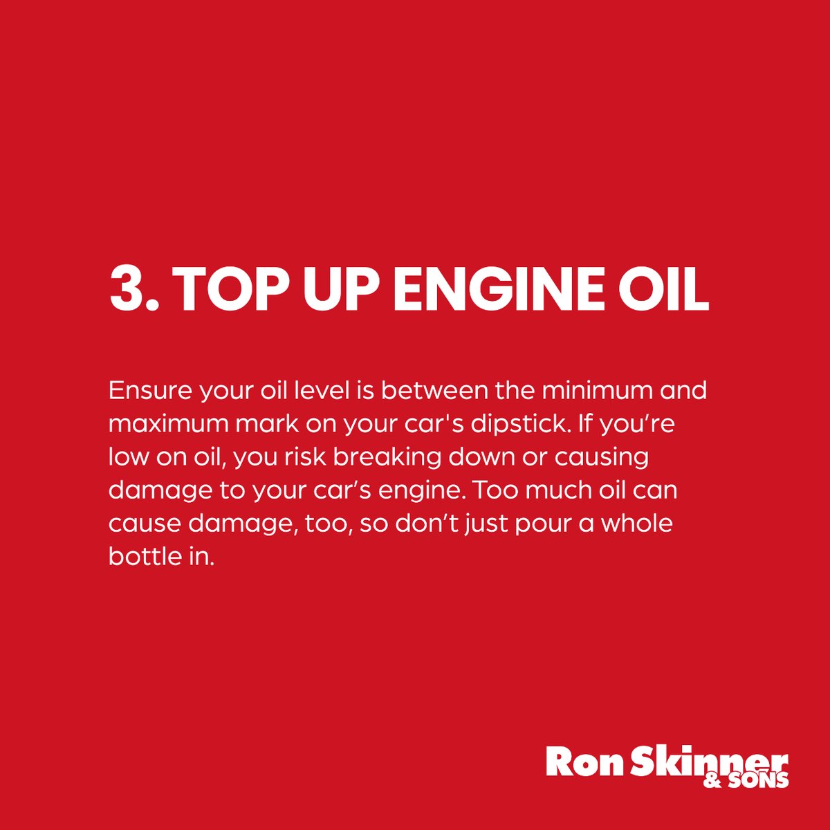 Some handy reminder tips to keep your car in check and get the best out of your motor! 😁✅

#RSS | ronskinnerandsons.co.uk