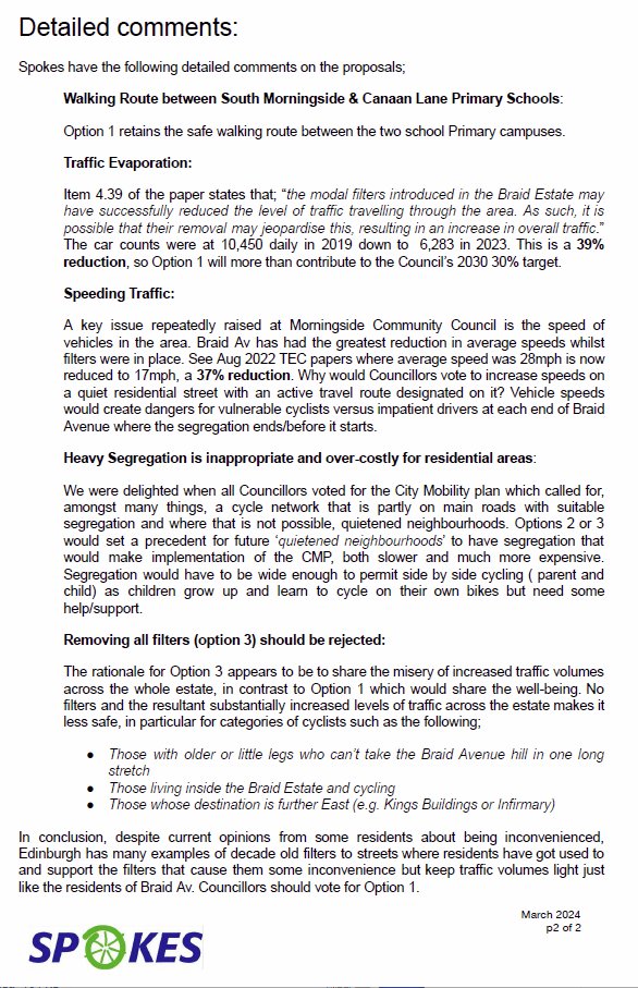 @Edinburgh_CC @CyclingEdin @CllrScottArthur @KatrinaFaccenda @DAstonSNP @FinlayMcF @julebandel @SanneDD @kevin_lang @CouncillorCowdy @harts_cyclery @edi_dot_bike @SW20Ed @SpokesPorty @best_edinburgh @InfraSisters @EdCriticalMass @ibikeEdinburgh @johnrobson87 @Cyclesouthedin @POPScotland @KayleighFONeill #Edinwebcast #BraidEstate: cllrs to decide to retain the low traffic area (option 1) or scrap (option 3) ->democracy.edinburgh.gov.uk/documents/s677… Spokes @Cyclesouthedin deputn-->spokes.org.uk/wp-content/upl… @blackfordsafer1 verbal deputn Option 3 puts🚙ahead of child safety walking to school