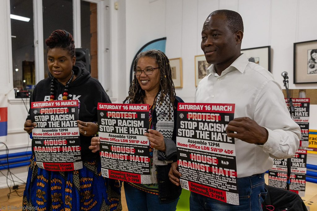 Standing together - RMT & UNISON members - against racism #StopRacism #StopTheHate Join M16 march and rave! #No2Islamophobia #No2Antisemitism #WorldAgainstRacism #NoRacismNoFascism #BlackLivesMatter #Unions4Unity @The_TUC @AntiRacismDay @RMTunion @LBWG3