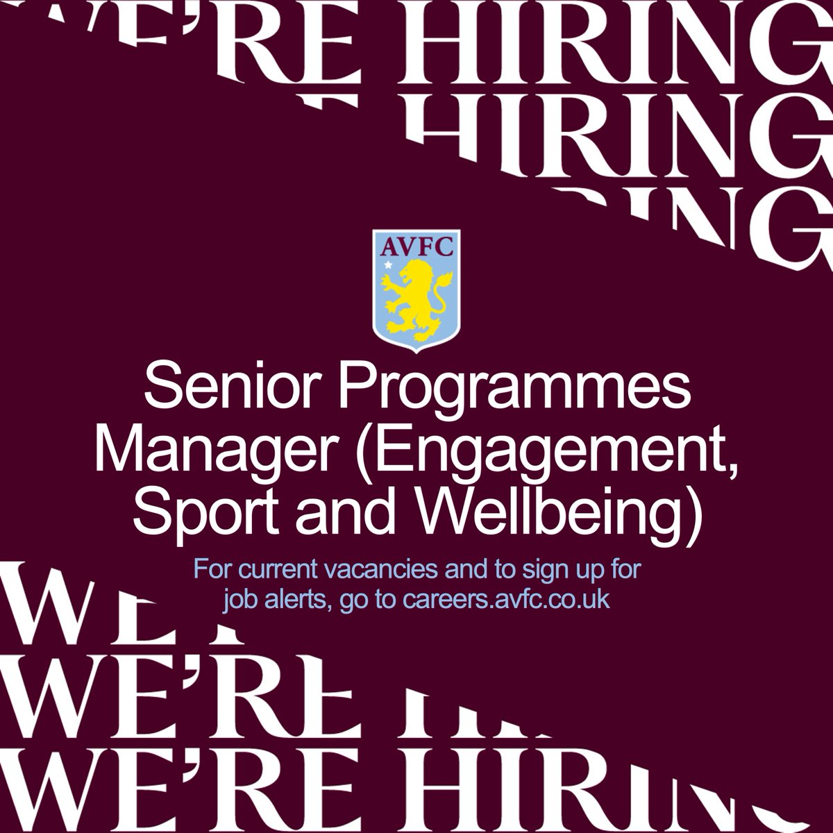 AVFCFoundation's tweet photo. We're hiring! 🧑‍💻

Our current vacancies include:
• Charity Finance Manager
• Senior Programmes Manager (Education and Employment)
• Senior Programmes Manager (Engagement, Sport and Wellbeing)

Apply below 👇