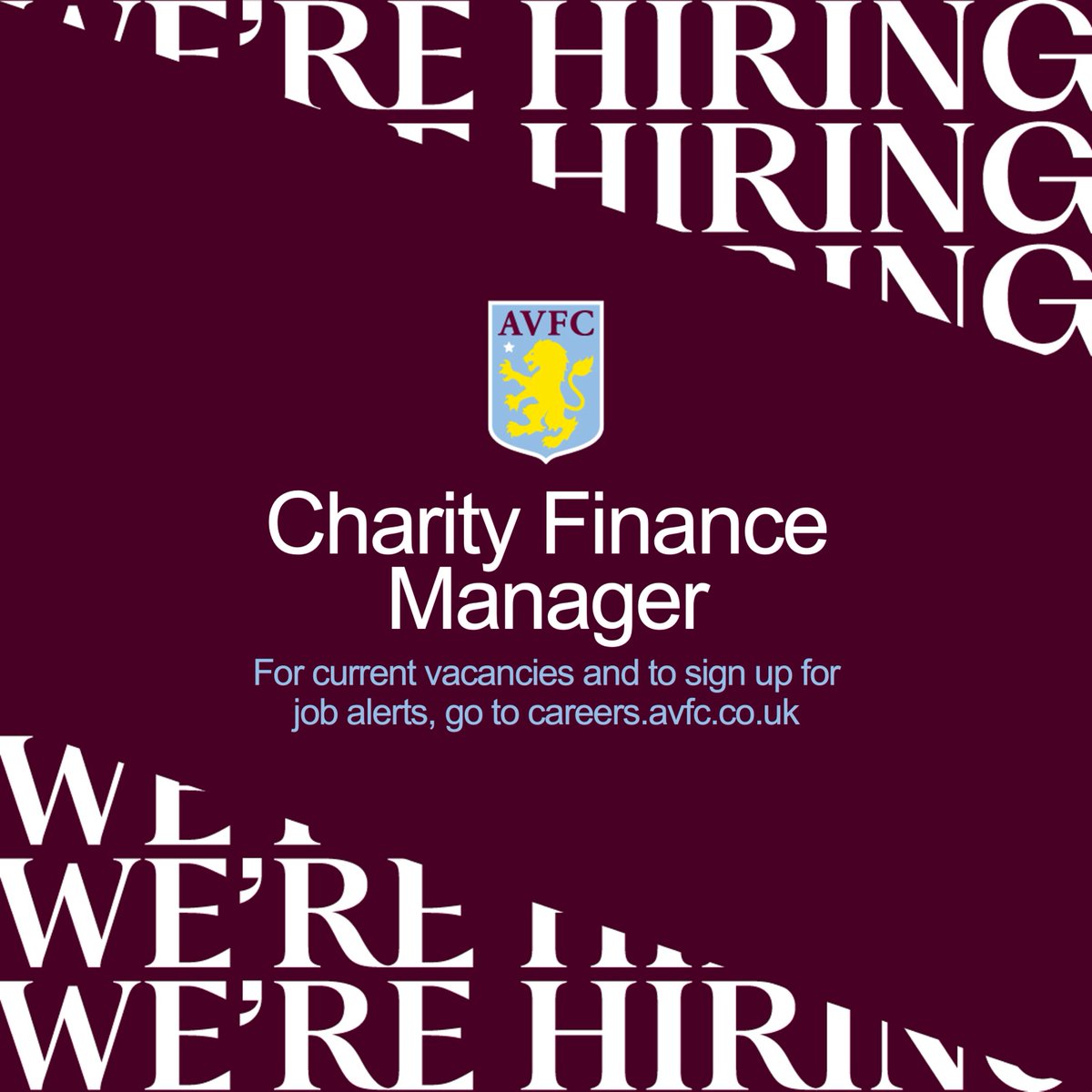 AVFCFoundation's tweet photo. We're hiring! 🧑‍💻

Our current vacancies include:
• Charity Finance Manager
• Senior Programmes Manager (Education and Employment)
• Senior Programmes Manager (Engagement, Sport and Wellbeing)

Apply below 👇