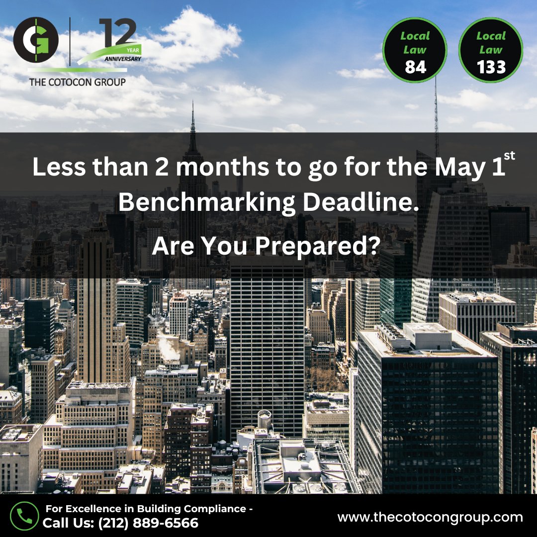 This year's NYC Local Law 83/133 carries a lot of importance with the NYC Local Law 97 also coming into effect this year! Let The Cotocon Group help you identify the deficiencies and make sure you reduce your emissions to stay compliant with Local Law 97 and avoid any fines!