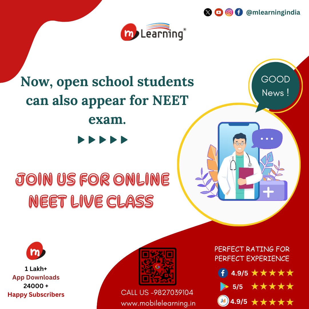 JOIN US FOR ONLINE NEET LIVE CLASS !
.
.
#MLearningIndia #MLearning #NEET #NEETPreparation #career #careerfocus #careersuccess #onlineclasses #onlinelearning #learnonline #mobilelearning #onlineteacher #onlinecourses #videooftheday #newvideo #explore #explorepage #virtualclass