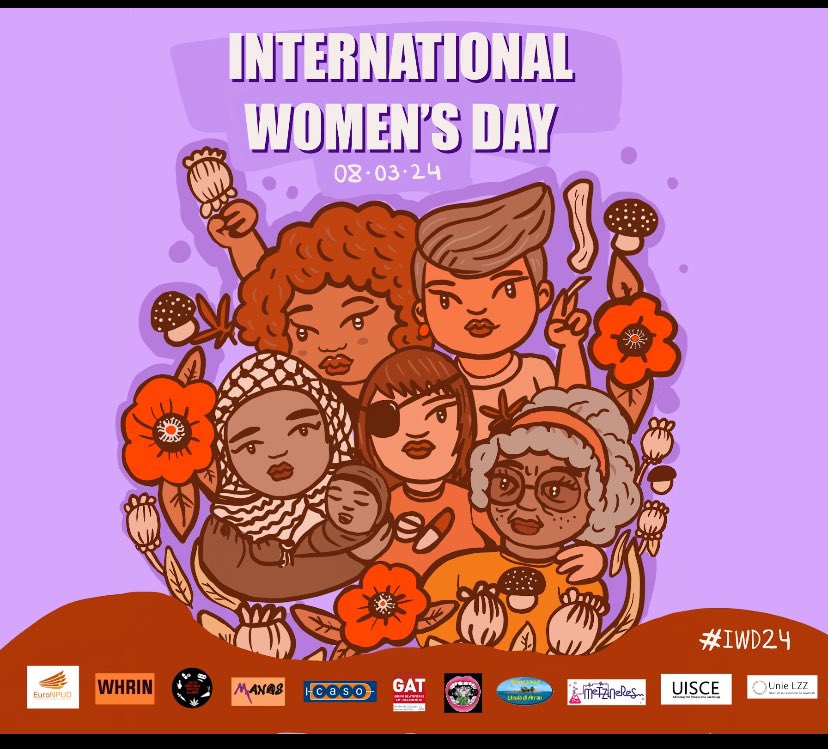 The EuroNPUD SisterWUD, Feminist team of all member organizations of People who Use Drugs, wish you a joyful & inspiring Int’l Women’s Day #IWD24 opening roads to Freedom & Happiness for all.