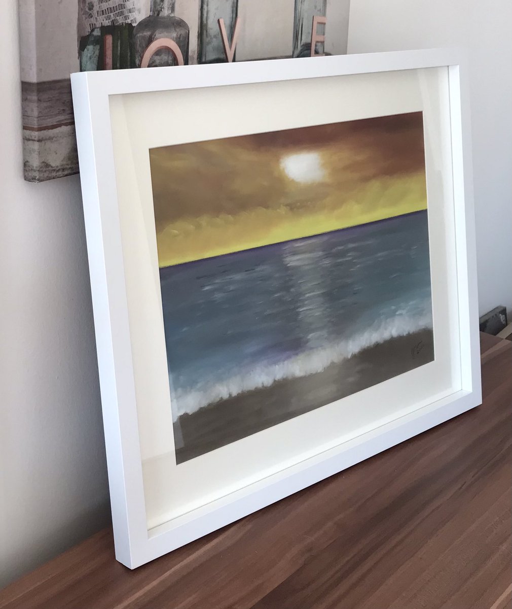 My original sunset beach painting in a frame. A4 Prints available on my Etsy store artlilystore.etsy.com/listing/133338…