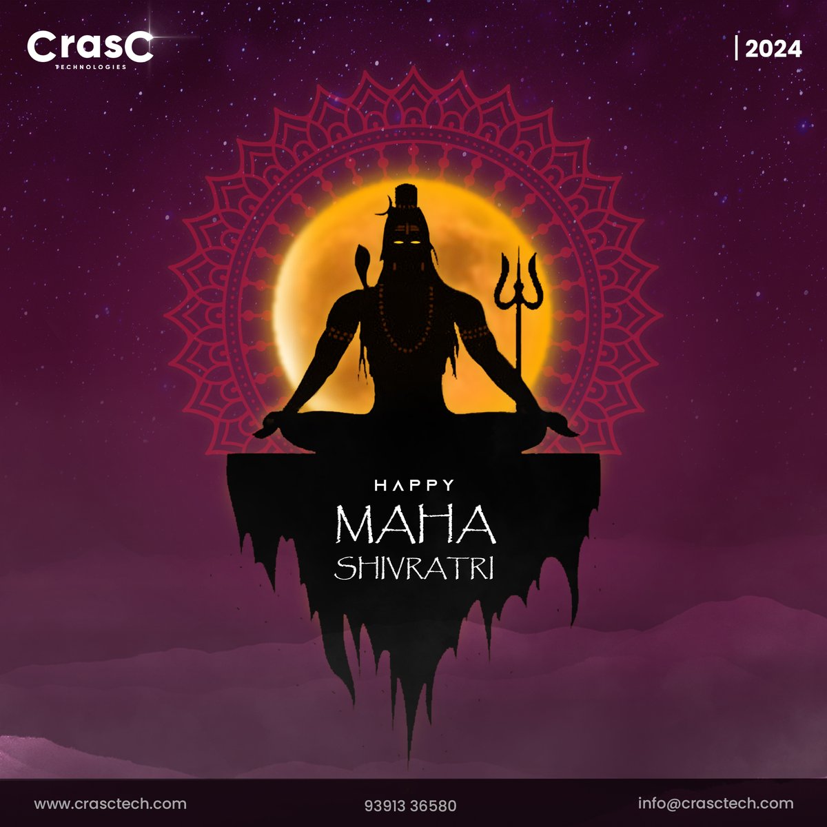 🕉️ May the divine energy of Shivaratri renew your spirit and bring positivity to your journey. 🌌 🙏 Happy Shivaratri from Crasctech! 🌺 #crasctech #digitalmarketing #digitalmarketing #socialmediamarketing #mahasivaratri #mahasivaratri2024 #indianfestival #LordShiva