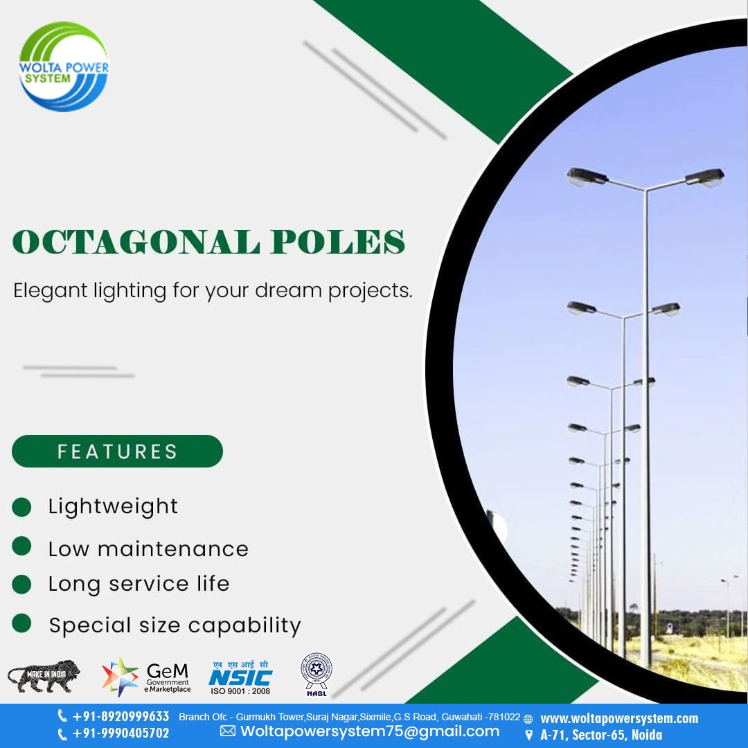 PowerWolta's tweet image. Light up your urban landscape with #WoltaPowerSystem's #OctagonalPoles ! Designed for dream projects that merge elegance with efficiency. 🌟✨

Share your requirement:
Call Us: +91 9990405702 / 8920999633
Visit at: woltapowersystem.com

#UrbanLighting #EcoFriendlyDesign