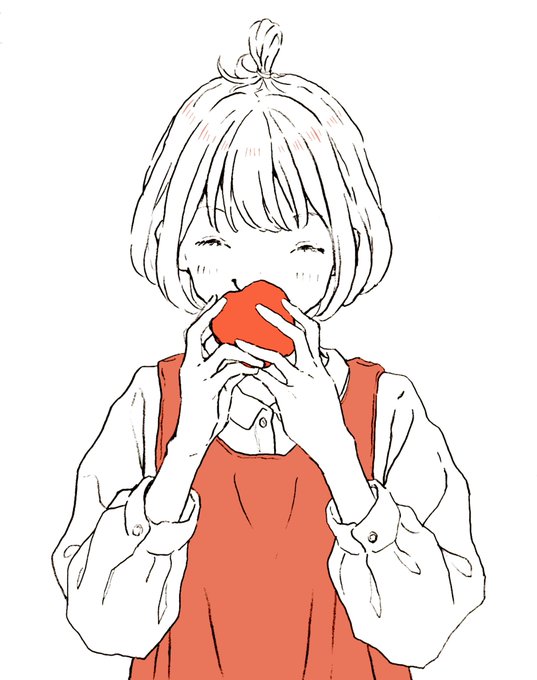 「closed eyes holding fruit」 illustration images(Latest)