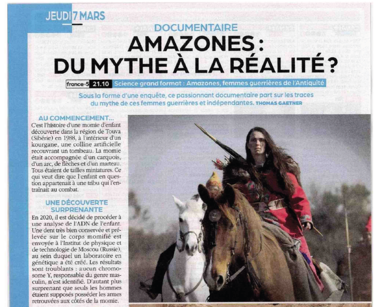 francetvpro's tweet photo. #LesMediasEnParlent #8mars2024 #France5

Science Grand Format @mathieuvidard 
Amazones, femmes guerrières de l'Antiquité

@Telerama @Diverto_off @Tele7jours @TVMAG 

#ScienceF5 #8marstouslesjours

▶️Ce soir à 21.05 | France 5 &amp; https://t.co/JqV7mXAoWY https://t.co/JiTAh9ZGdS