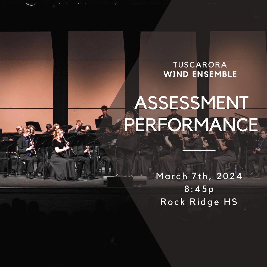 Come out TONIGHT to hear the Tuscarora Wind Ensemble perform in the Rock Ridge Auditorium at 8:45pm! 🎵

These students have been working hard on this program and we would love to have our friends and family supporting them tonight! 💙
