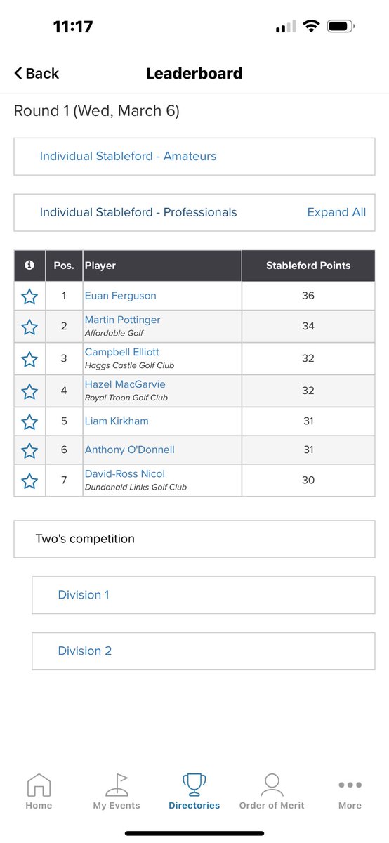 Apologies in the delay of posting the results from Prestwick yesterday all issues have been sorted and updated on the app ⛳️🏌️‍♂️